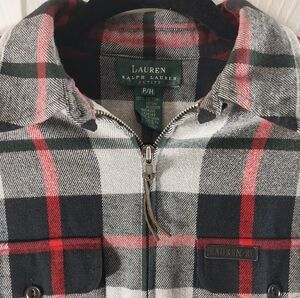 Lauren Ralph Lauren Plaid Full Zip Shacket With Pockets Size Petite M